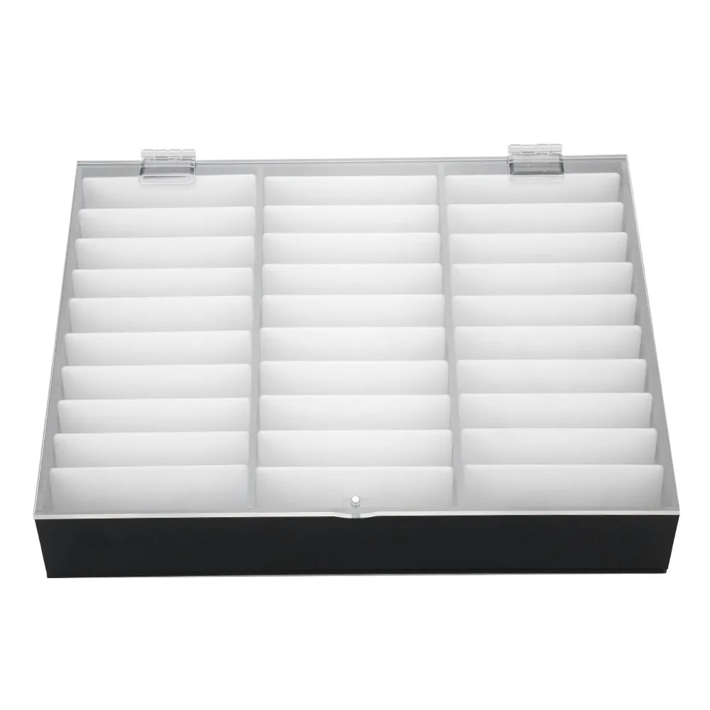 présentoir rangement faux ongles noir blanc compartiments organiser magasin store affaires étalage produits variés