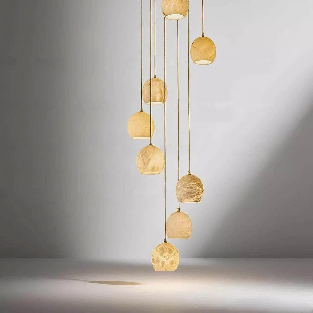 suspension lumineuse moderne marbre beige cuivre salon salle manger cuisine