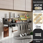 étagère cuisine multifonctionnelle argentée adhésive moderne couteaux cuillères bouteilles serviettes