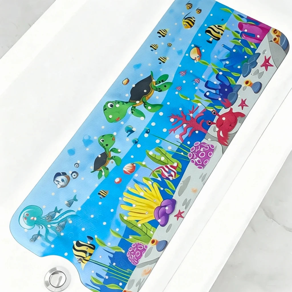 tapis baignoire enfant thème marin poissons coraux bulles ventouses salle bain sécurité antidérapant