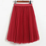 jupe plissée transparente rouge rose bleu violet vert élégante printemps été femmes midi