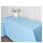 nappe table rouge bleu clair moderne points blancs assiettes couverts décoration cuisine vases fleurs