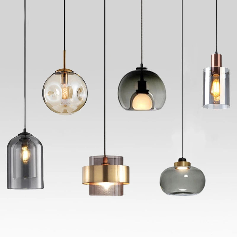 suspension lumineuse moderne transparente dorée ampoule câble noir minimaliste salle manger chambre