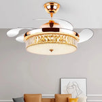 ventilateur cristal led lumineuses modernes télécommande or scintillant 42pouces