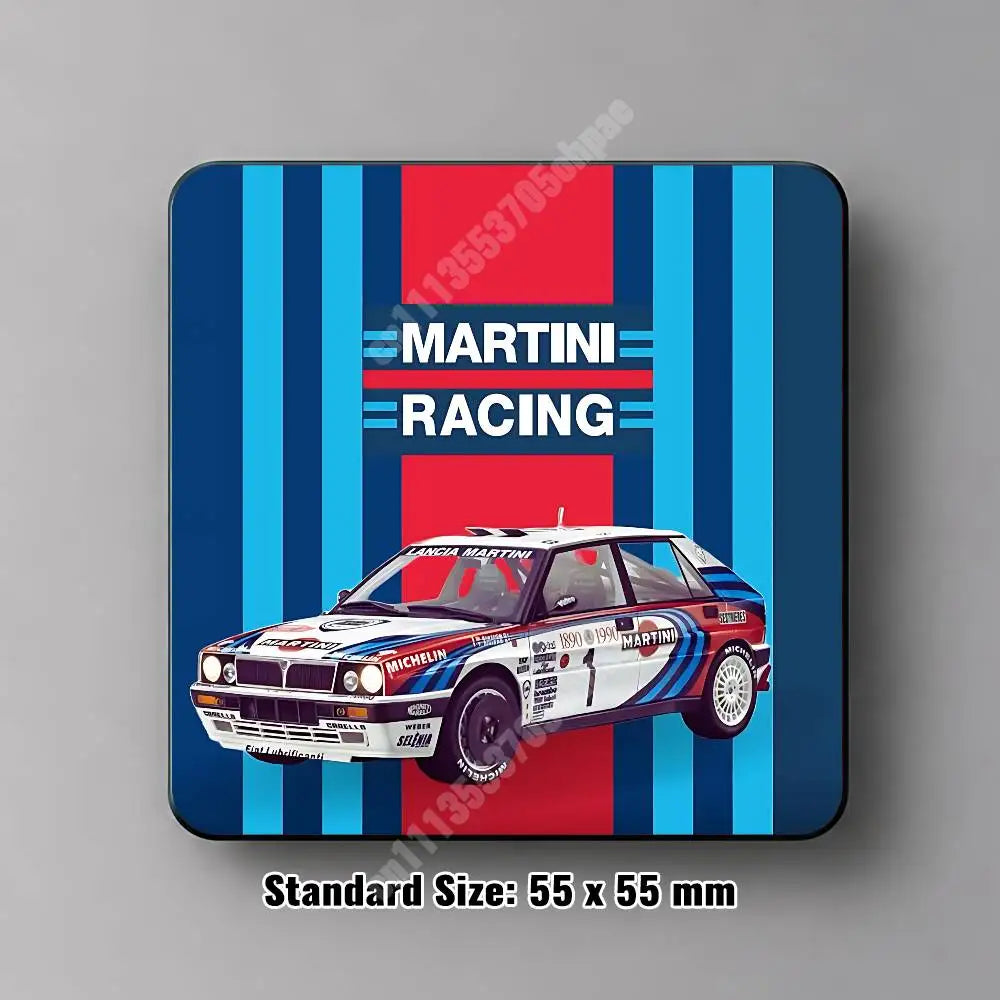 coasters aimants réutilisables rayures racing bleu rouge blanc Williams Martini