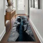 tapis illusion optique paysage naturel bleu gris moderne anti dérapant polyester résistantintérieurextérieur