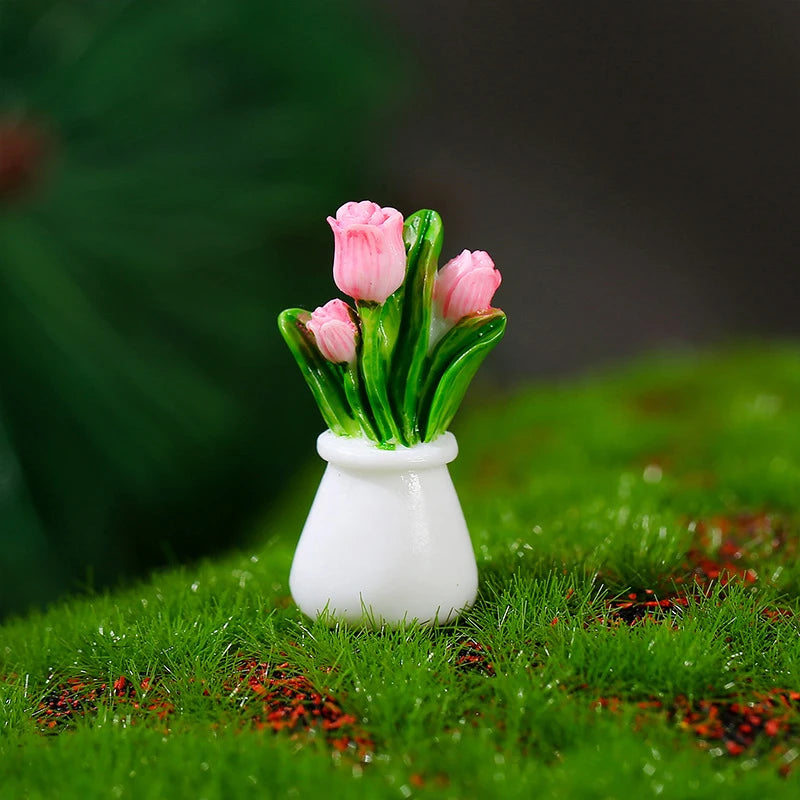 miniatures fleurs pot tulipes rose marguerite vase blanc deco floral echangemeubleintérieur