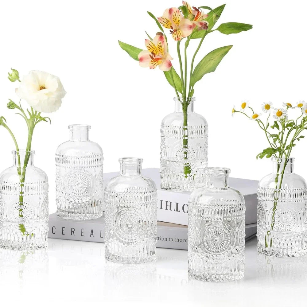 vases vintage verre marron vert transparent rétro diamant geometrique decoration table maison