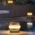 lampe solaire dorée moderne rayures horizontales flux lumineux 249 2000 imperméable base inclusive