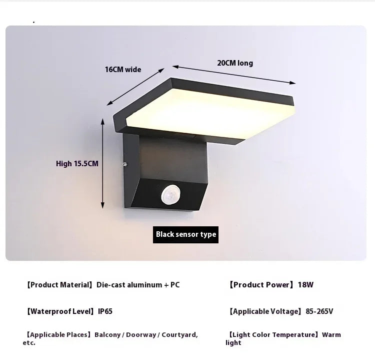 lampe murale détecteur mouvement led moderne noir blanc chaud extérieure intérieure chambre cuisine