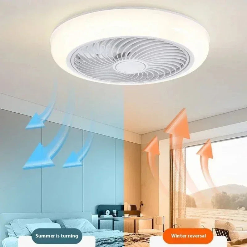 ventilateur moderne télécommande lumineux blanc rose or bleu marron grille opacité invisible