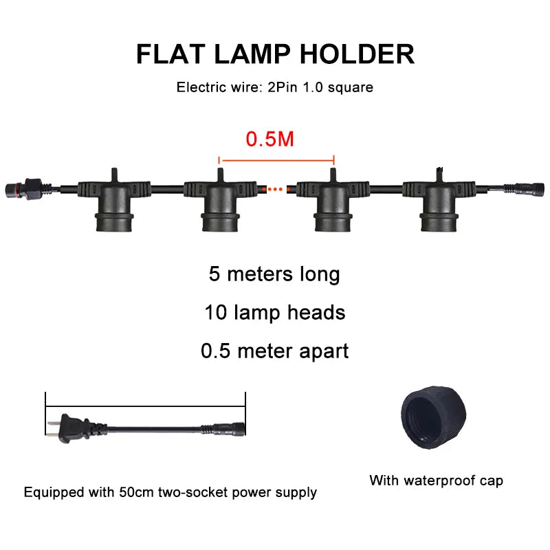 chaîne lumineuse noire led transparente moderne 10 20 lampes clips étanches camping mariage