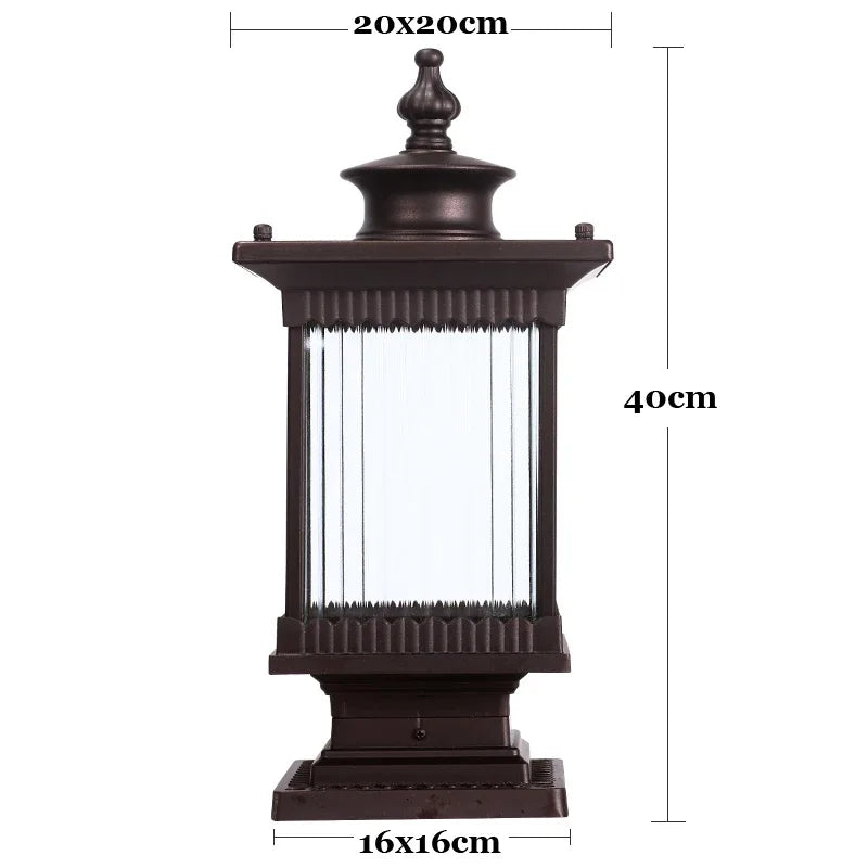 lampe jardin classique marron foncé transparente rayures verticales ip65 led e27 fixations aluminium