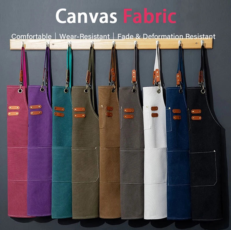 tablier toile coton vintage gris marron violet bleu vert blanc poche avant élégants cuir