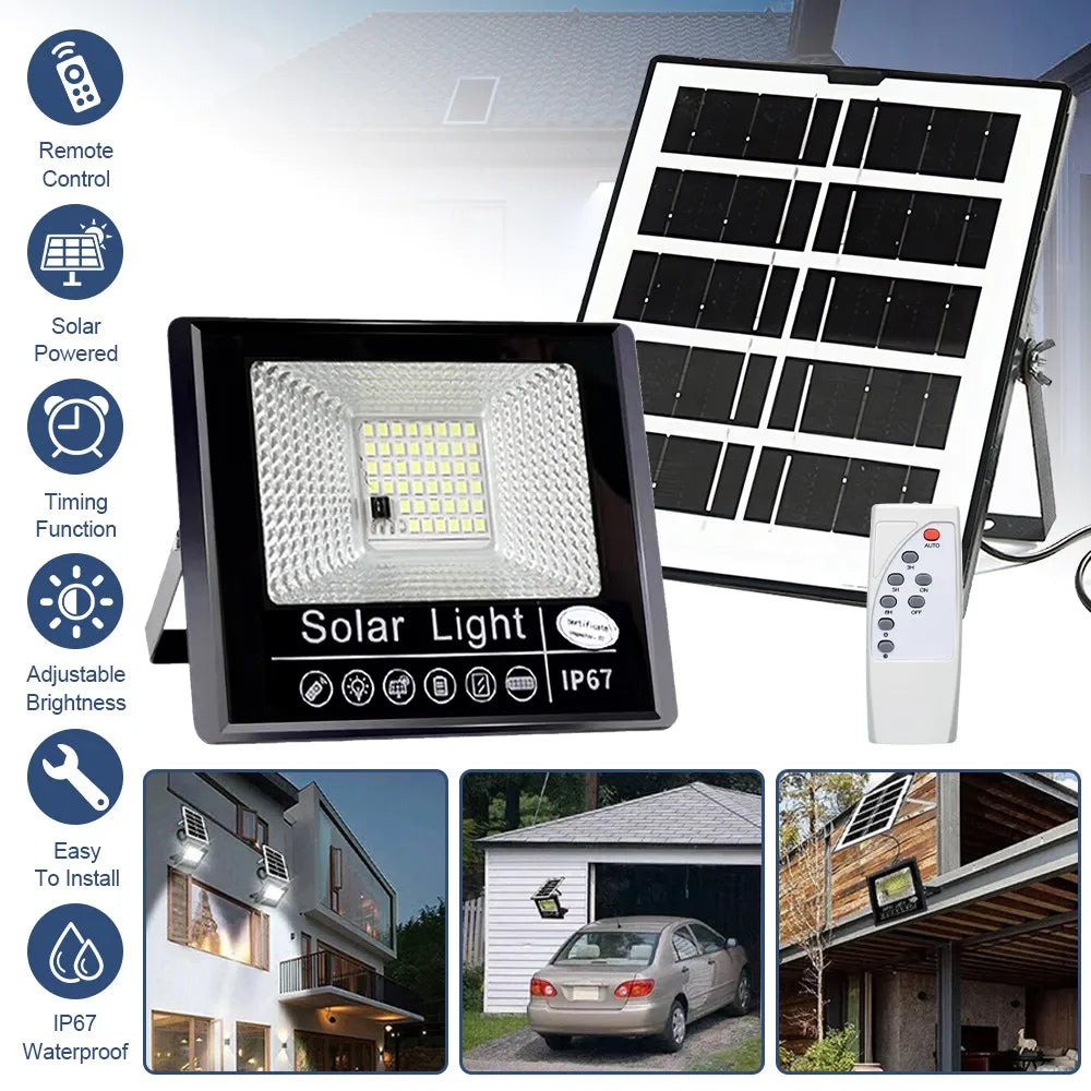 projecteur solaire led noir moderne bras rotatif ip67extérieur rechargeable télécommande