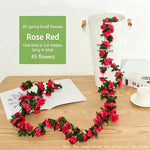 guirlande artificielle roses blanches vertes mariage décoration intérieure diy fleurs feuilles adhésif floral