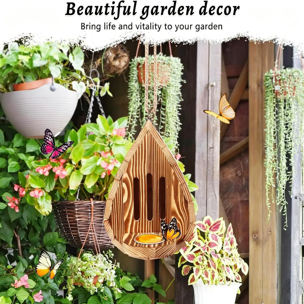 maison papillons bois naturel jardin balcon corde plateau nourriture simple fonctionnelextérieurhabitat
