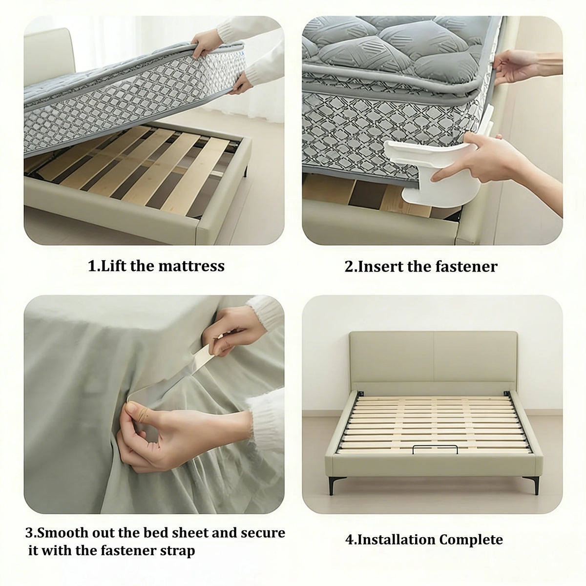 supports drap clips anti dérapants gris clair moderne pièces fixation ferme matelas draps invisible