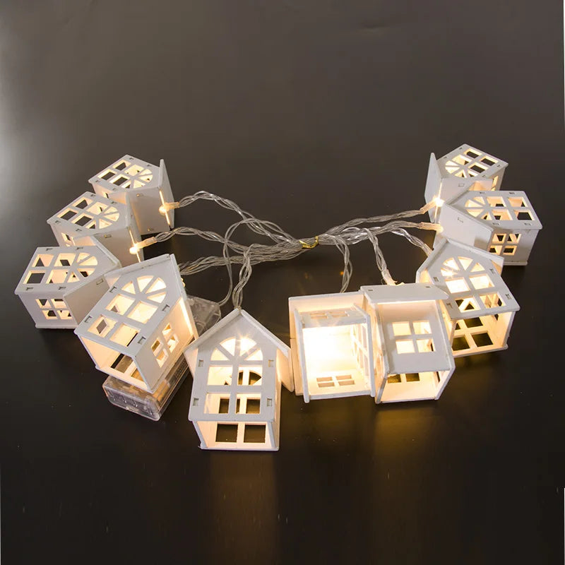 Guirlande lumineuse Noël autour d'un cadre de fenêtre