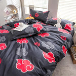 housse couette flanelle noir rouge nuages stylisés motifs circulaires taies d'oreiller oreiller coussin décoratif