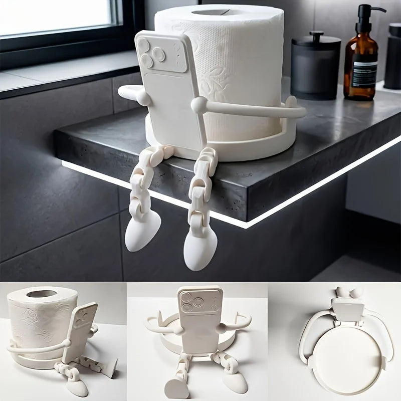 support papier toilette moderne imprimé floral plastique blanc clips salle bain decoration