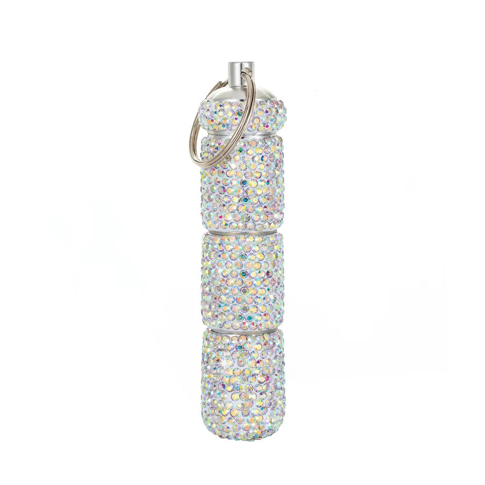 boîte pilules portable strass argent rose bleu rouge moderne élégante porte clés