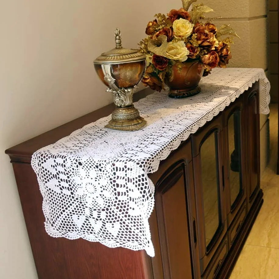 serviette table coton blanc motif floral traditionnel shabby chic vintage noël mariage fête