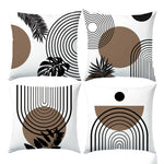 taies d'oreiller polyester motifs géométriques feuilles moderne blanc marron noir opaques canapé lit 40x40cm