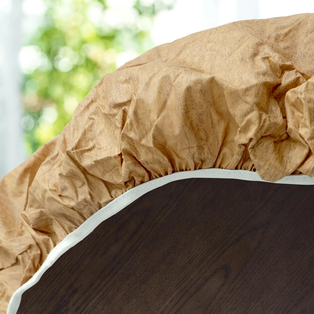 nappe ronde imperméable pvc rayures diagonales beige moderne fête extérieur maison