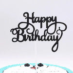 décoration gâteau happy birthday lettres stylisées couleurs unies moderne élegants pique enfant fête anniversaire
