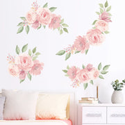 sticker mural floral aquarelle roses feuilles romantique chambre fille deco murale autocollants pvc