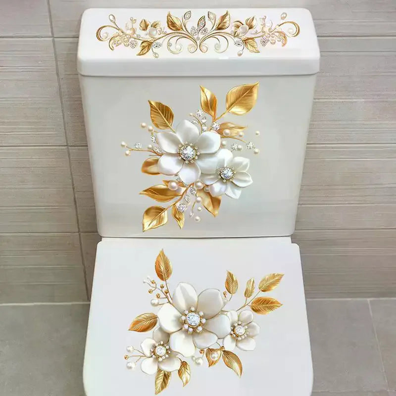 autocollants decoratifs floral ornementaux salle bain chambre deco luxe adhésif motifs floraux