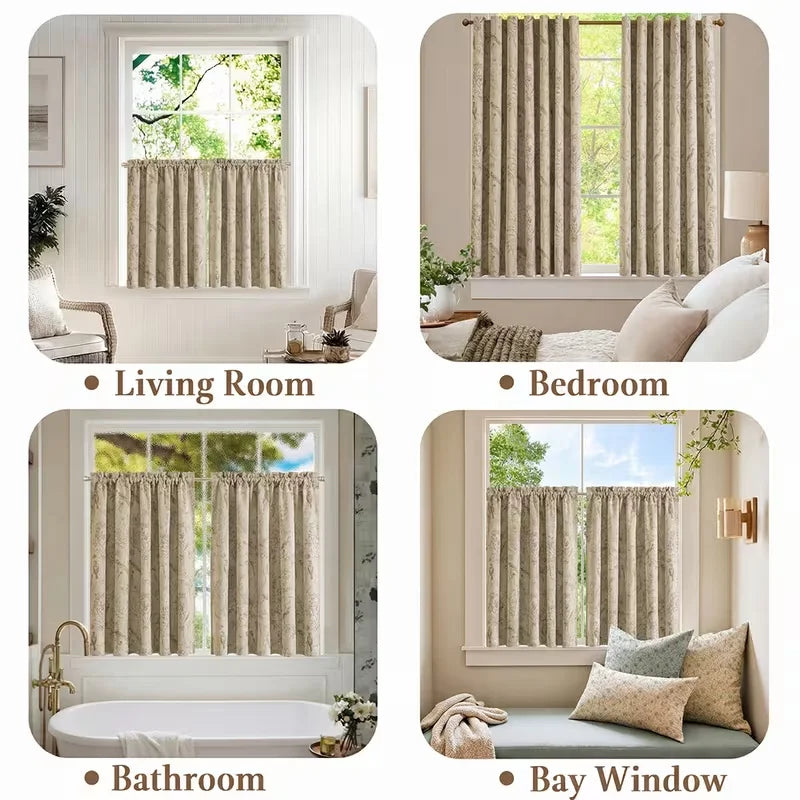 rideaux occultants polyester classique fleurs oiseaux beige clair marron clair opacité fenêtre plate setSizeOptions