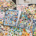 sticker créatif livre adhésif animaux objets symboles multicolore bleu diverse formes