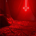 croix lumineuse rouge blanc moderne minimaliste acrylique LED chambre décoration festive Pâques Halloween