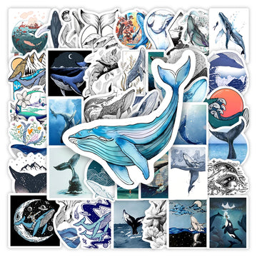 sticker baleine océan abstrait moderne waterproof bleu blanc noir rose vert jaune adultes adolescents