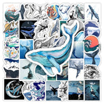 sticker baleine océan abstrait moderne waterproof bleu blanc noir rose vert jaune adultes adolescents