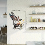 oiseau métal oiseau vol plumes détaillées artisanal noir blanc marron bleu floral