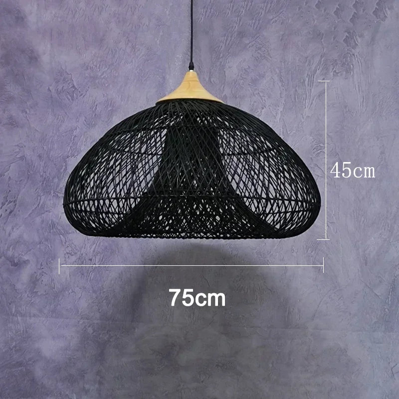 suspension lumineuse pendentif rotin noir moderne salon cuisine chambre