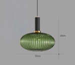 suspension lumineuse moderne vert rayures opacité câble noir chambre salon étude principal