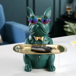 statue animaux chien résine moderne bleu vert noir gris décoration organisation ornement cadeau