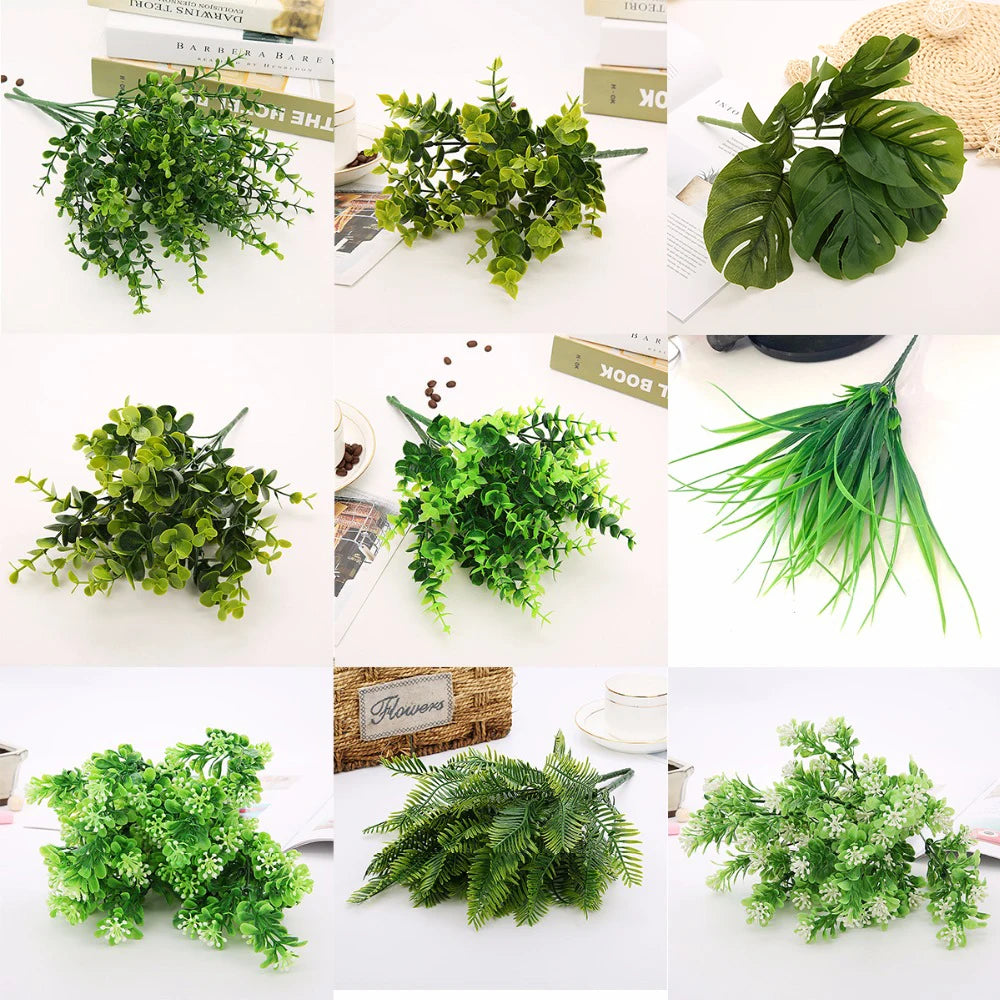 feuille plante artificielle verte décoration intérieur mariage fête bouquet fleurs soie buisson feuillage naturel