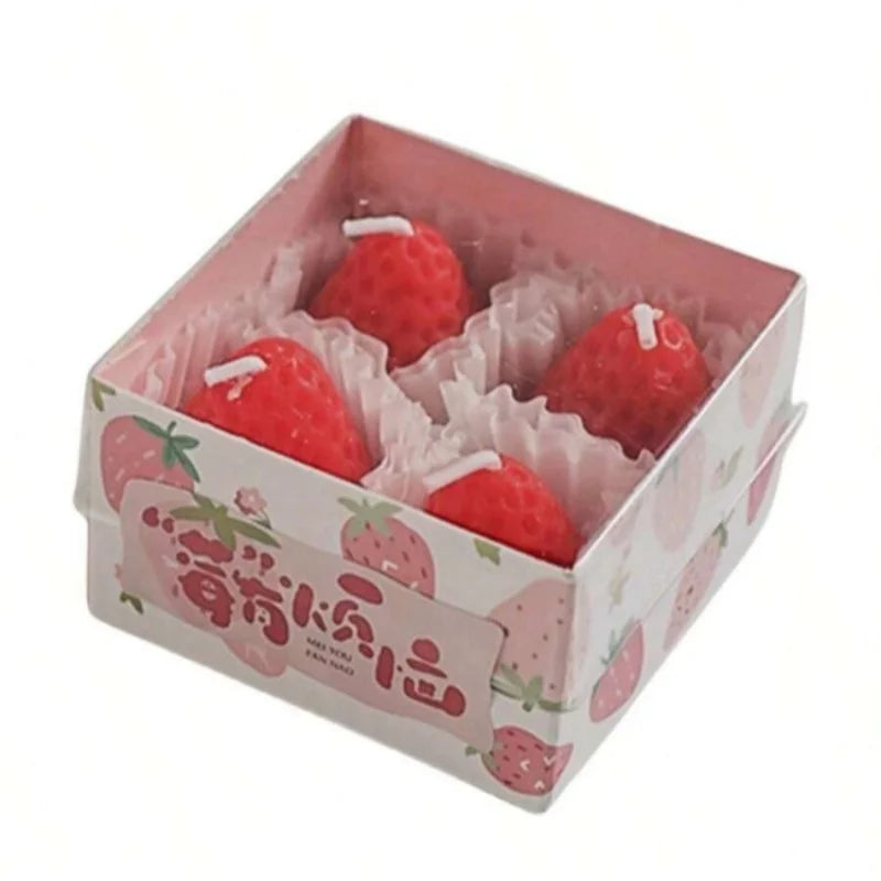 bougies forme biscuits parfumées beige rose fraises imprimées boîte créative mignonne