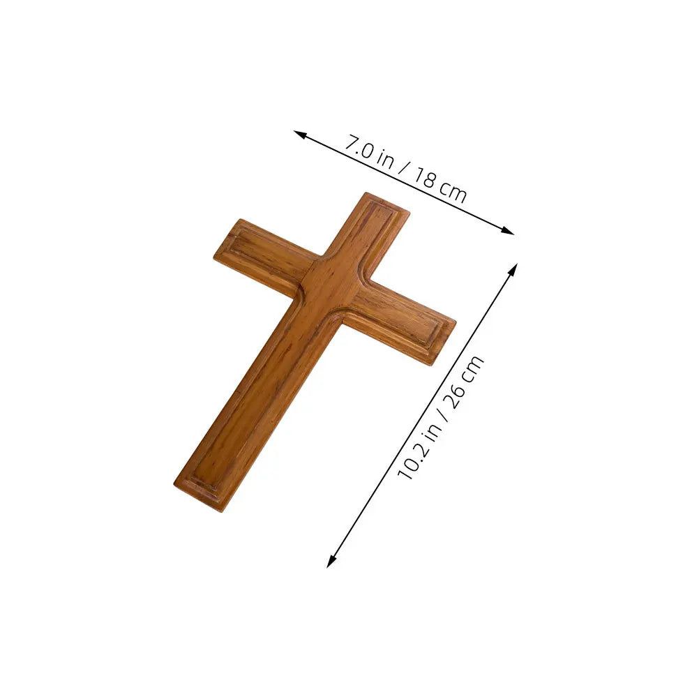 croix murale bois naturelle classique marron clair décoration religieuse intérieure