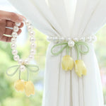 bracelet tulipe fleur ruban décoratif féminin blanc vert clair fleurs moderne