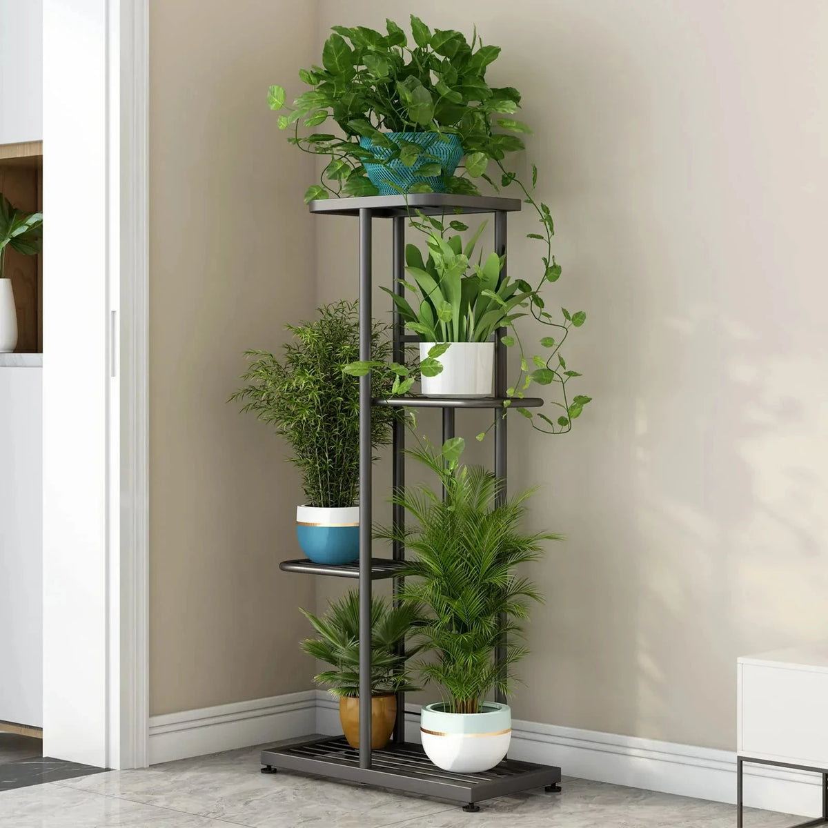 étagère plantes niveaux métal vis fixation moderne minimaliste balcon jardinDecoration