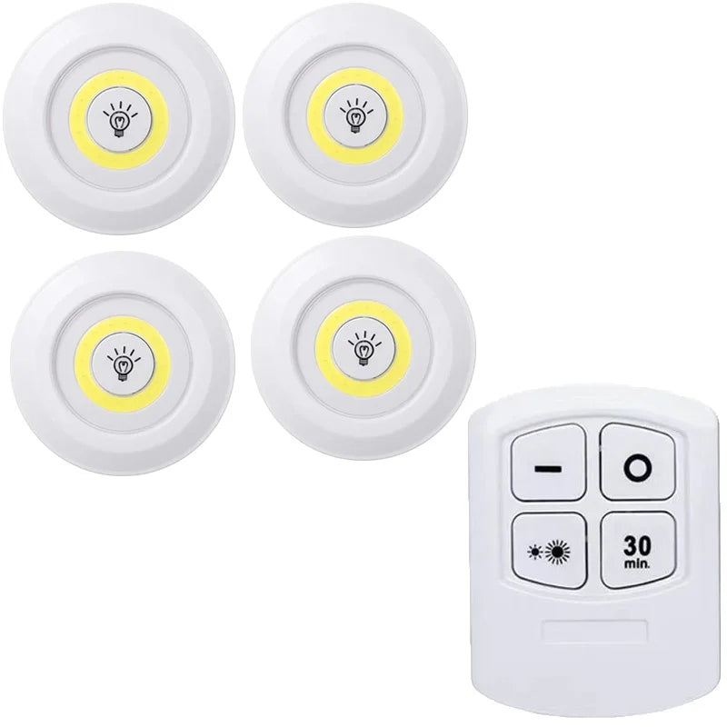 lampe led veilleuse blanc moderne adhésive batterie commandes distante luminosité réglable chambre salle bain