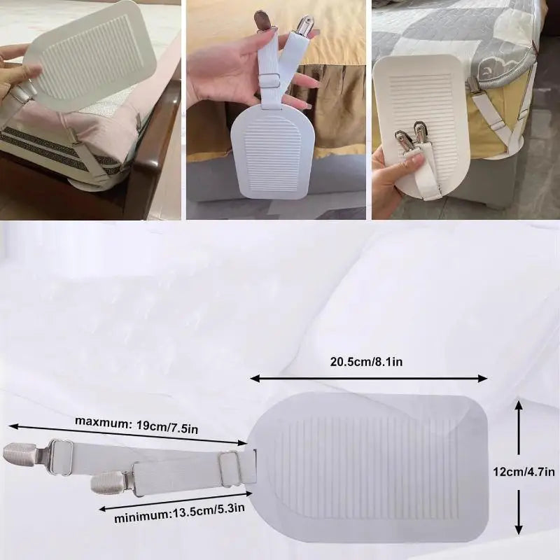 clips fixation élastiques blancs rayures horizontales tapis refroidissement drap lit pratique moderne