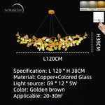 suspension lumineuse moderne dorée branches pierres couleur blanc orange vert