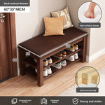 tabouret rangement chaussures bois naturel moderne minimaliste coussin rembourré étagère entrée multifonction adultes seniors